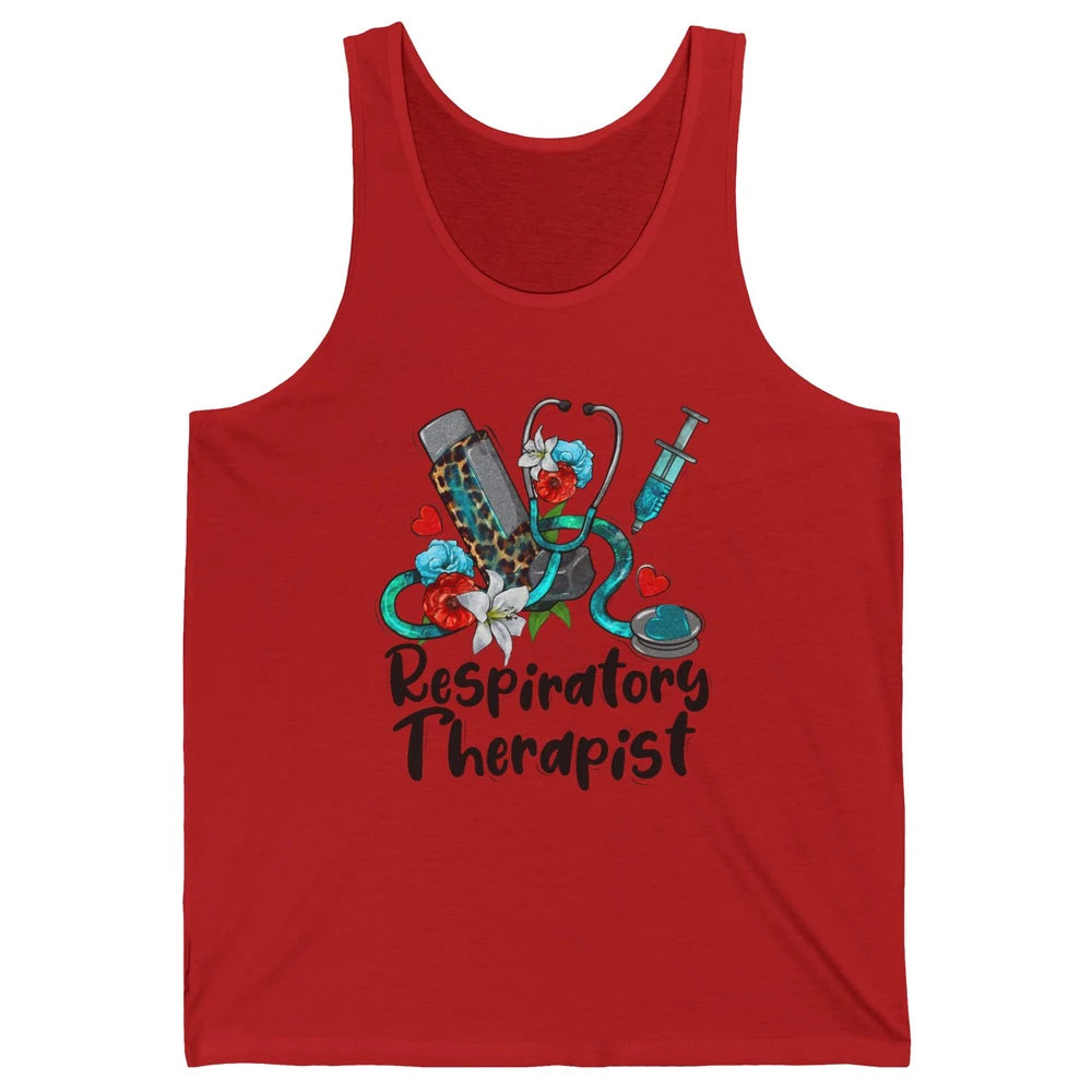 Respiratory Therapist Leopard Stethoscope Western Country RT Unisex Jersey Tank