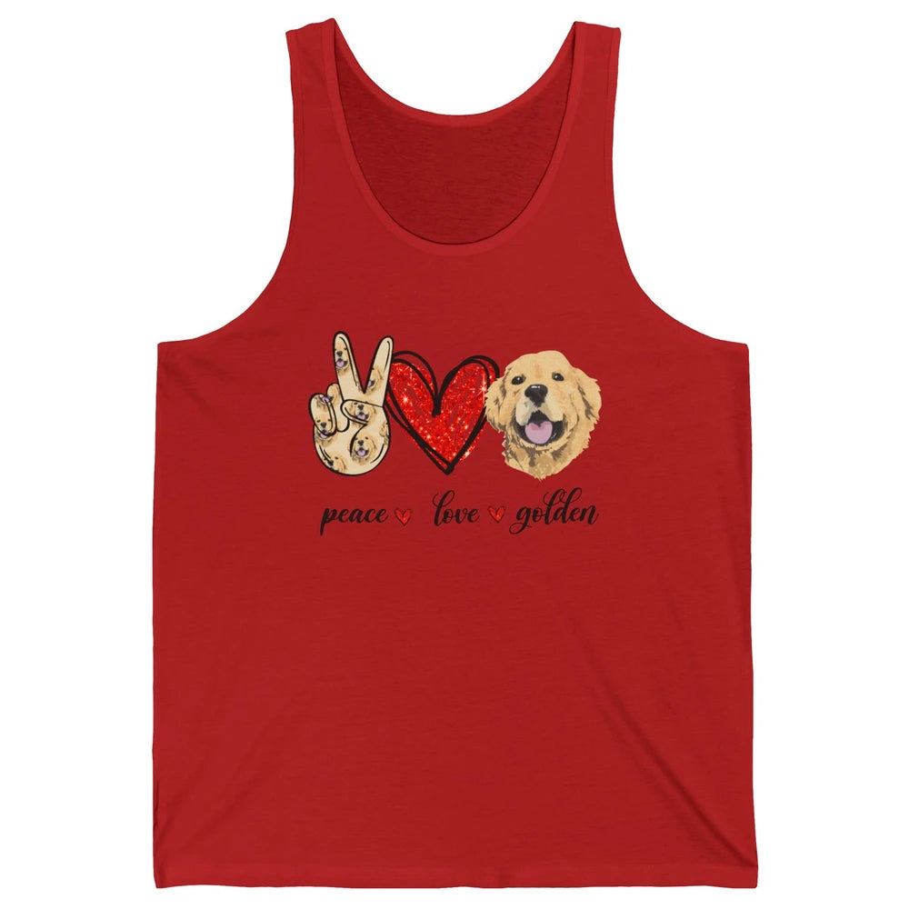 Peace Love Golden Dog Lover Golden Retriever Dad Mom Gift Unisex Jersey Tank