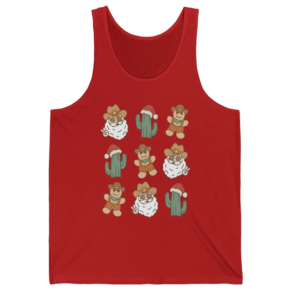 Cowboy Santa Gingerbread Desert Cactus Western Country Xmas Unisex Jersey Tank