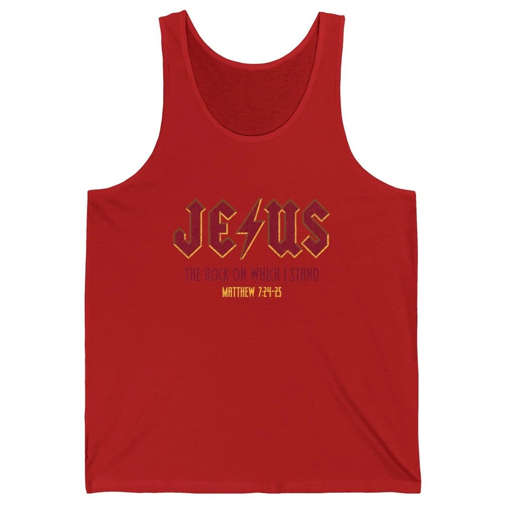 Retro Jesus The Rock On Which I Stand Faith Christian God Unisex Jersey Tank