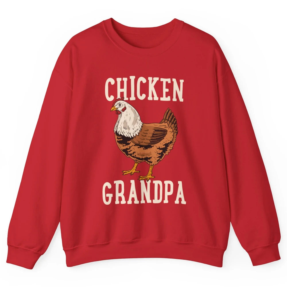 Retro Chicken Grandpa Funny Grandfather Vintage Farm Animal Unisex Crewneck Sweatshirt
