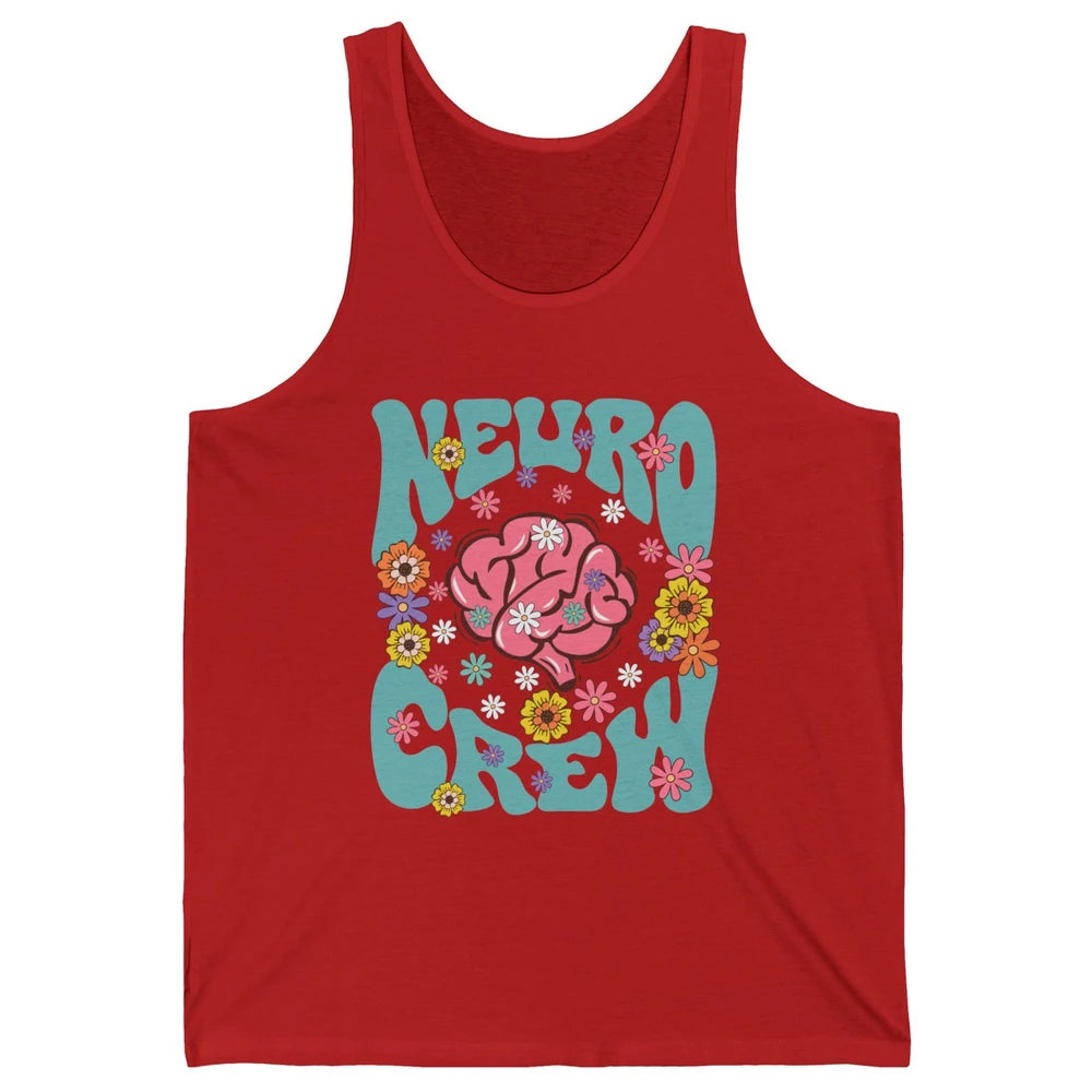 Retro Floral Neuro Crew Nurse Life Neurologist Neuroscience Unisex Jersey Tank