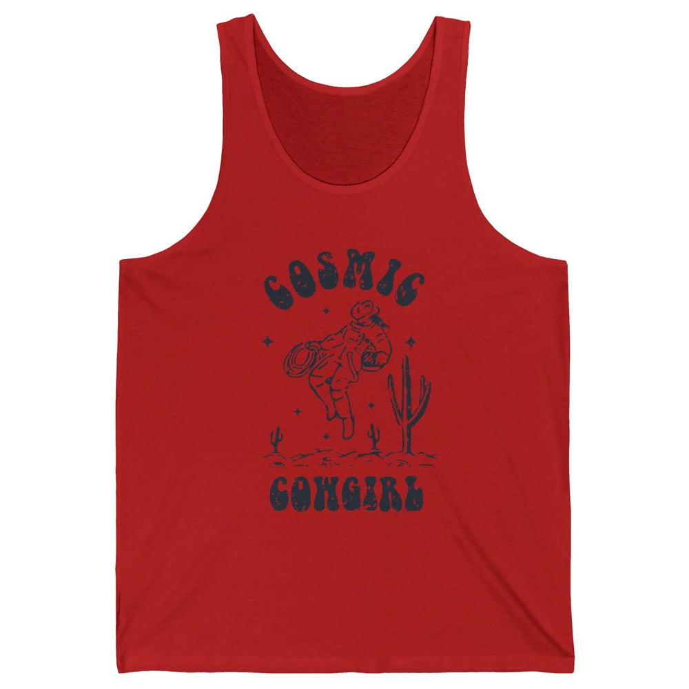 Retro Cowgirl In Space Cosmic Cowboy Western Country Cowgirl Unisex Jersey Tank