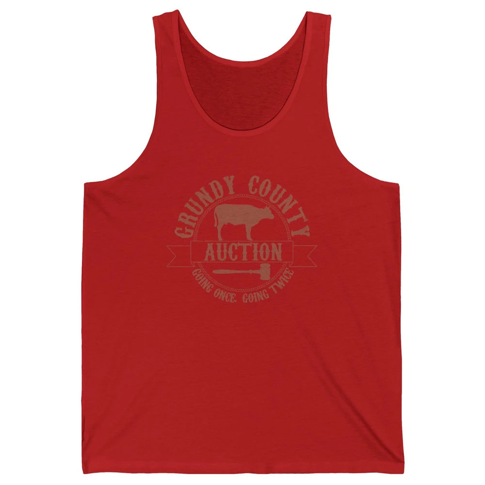Retro Cow Cattle Grundy County Auction Western Country Farm Unisex Jersey Tank