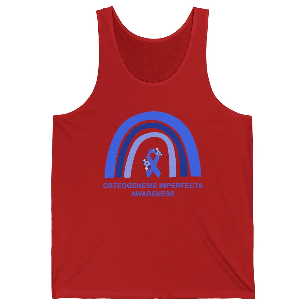 Osteogenesis Imperfecta Awareness OI Floral Blue Rainbow Unisex Jersey Tank