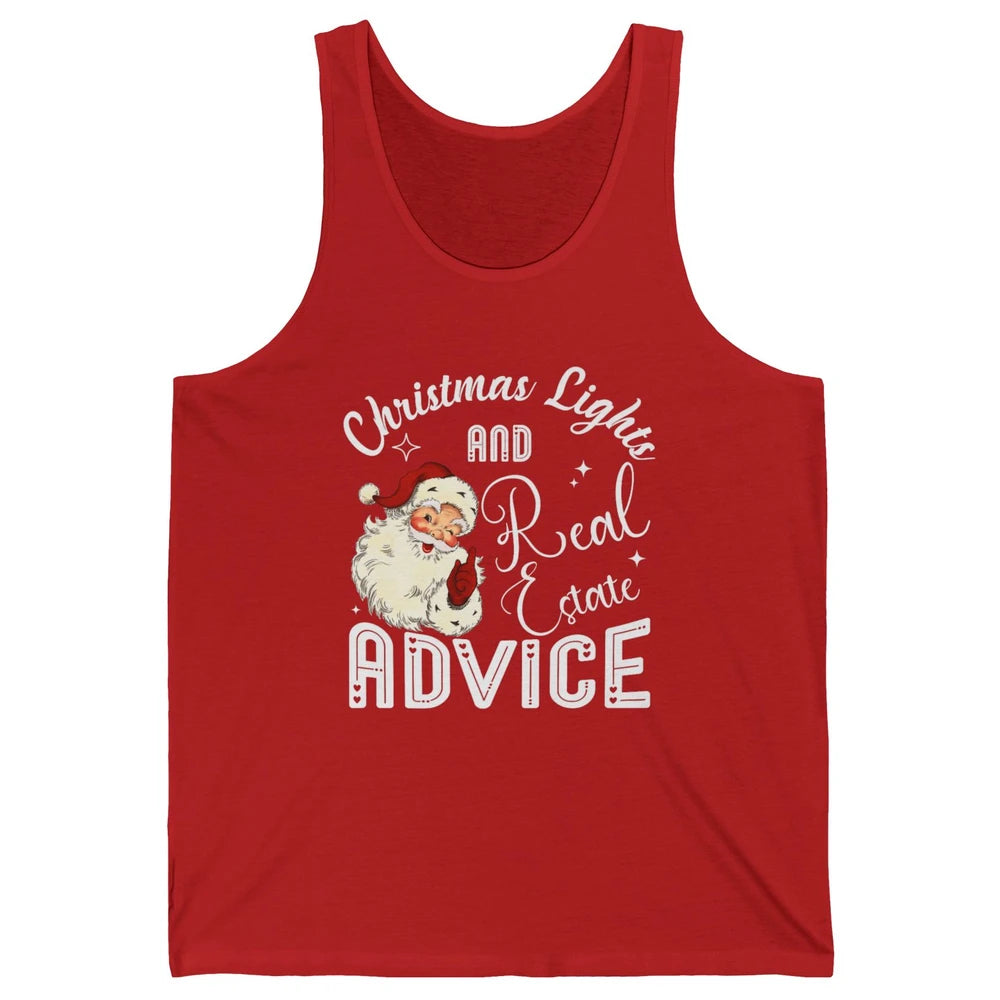 Merry Christmas Xmas Lights Santa Realtor Real Estate Advice Unisex Jersey Tank