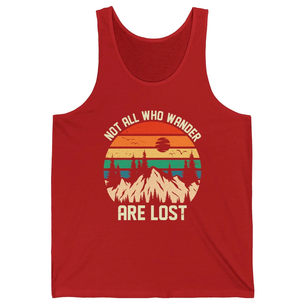 Retro Mountain Sunset Camping Not All Who Wander Are Lost Unisex Jersey Tank