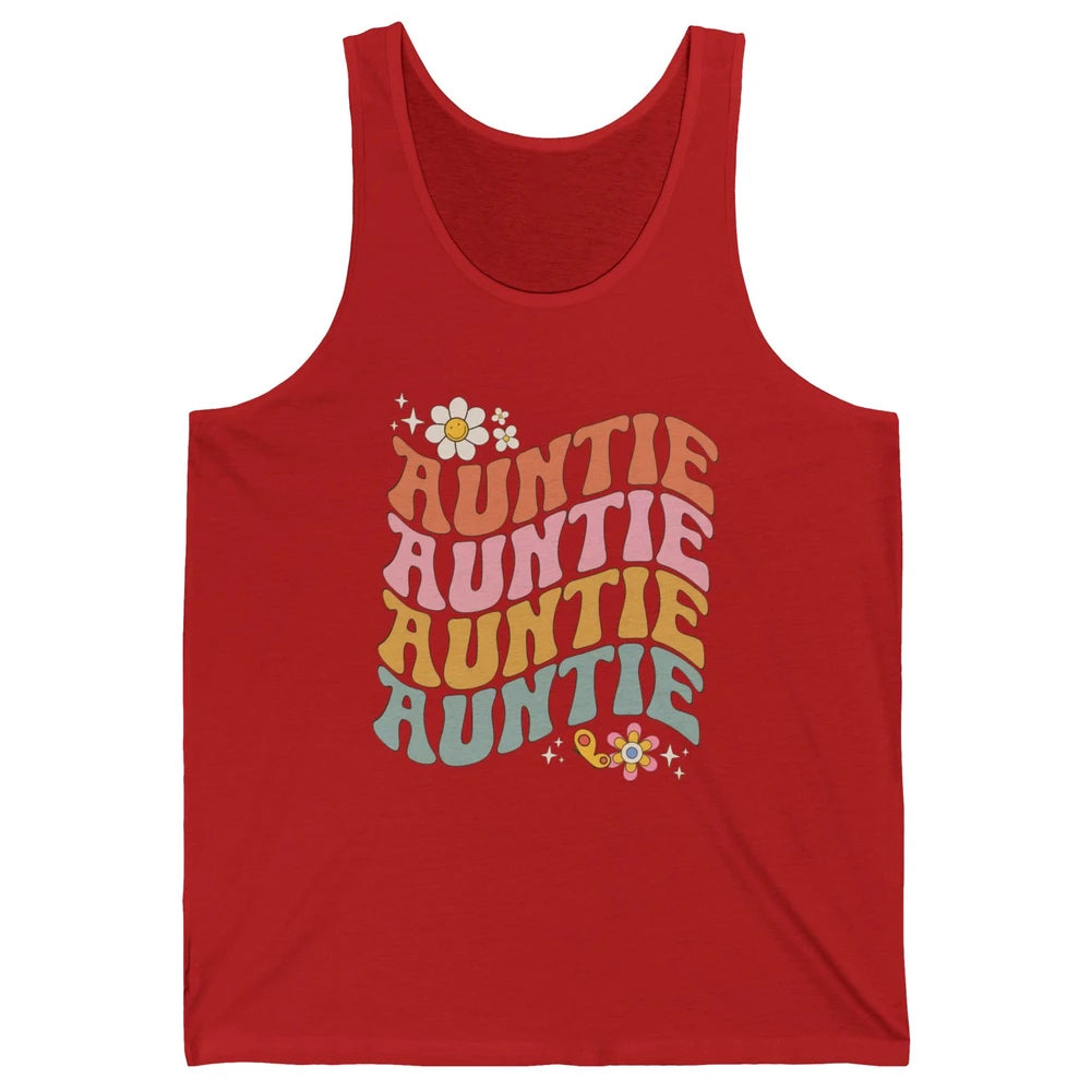 Retro Auntie Hippie Groovy Pregnancy Reveal Positive Mind Unisex Jersey Tank