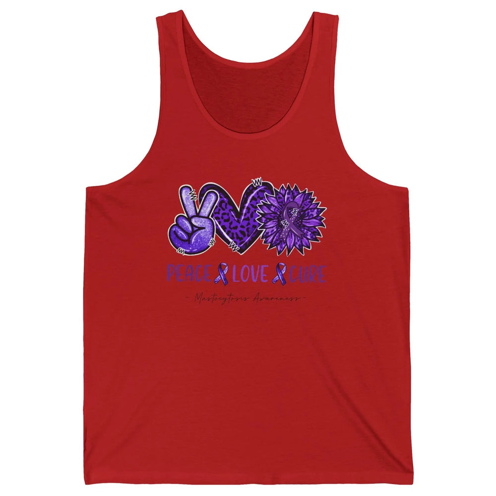 Mastocytosis Awareness Purple Ribbon Peace Love Fight Unisex Jersey Tank