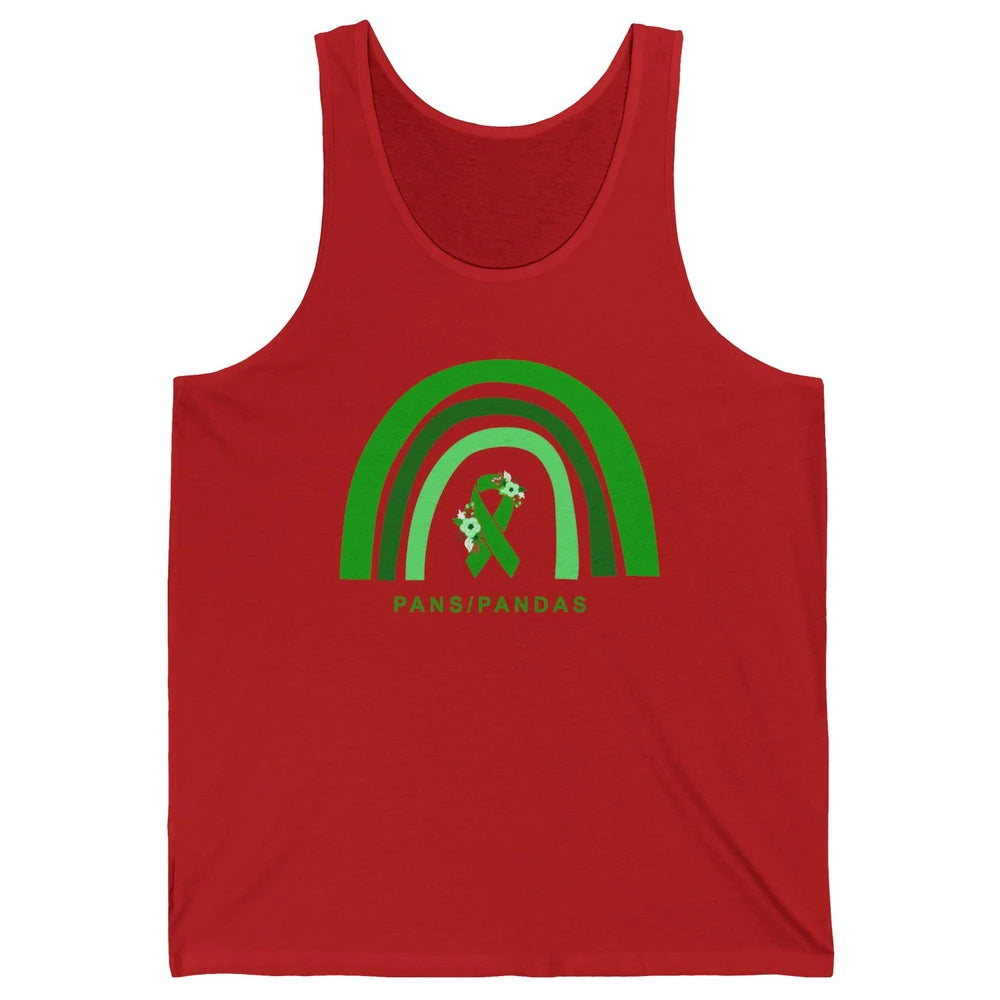 PANS/PANDAS Awareness Floral Green Ribbon Rainbow Pans Unisex Jersey Tank