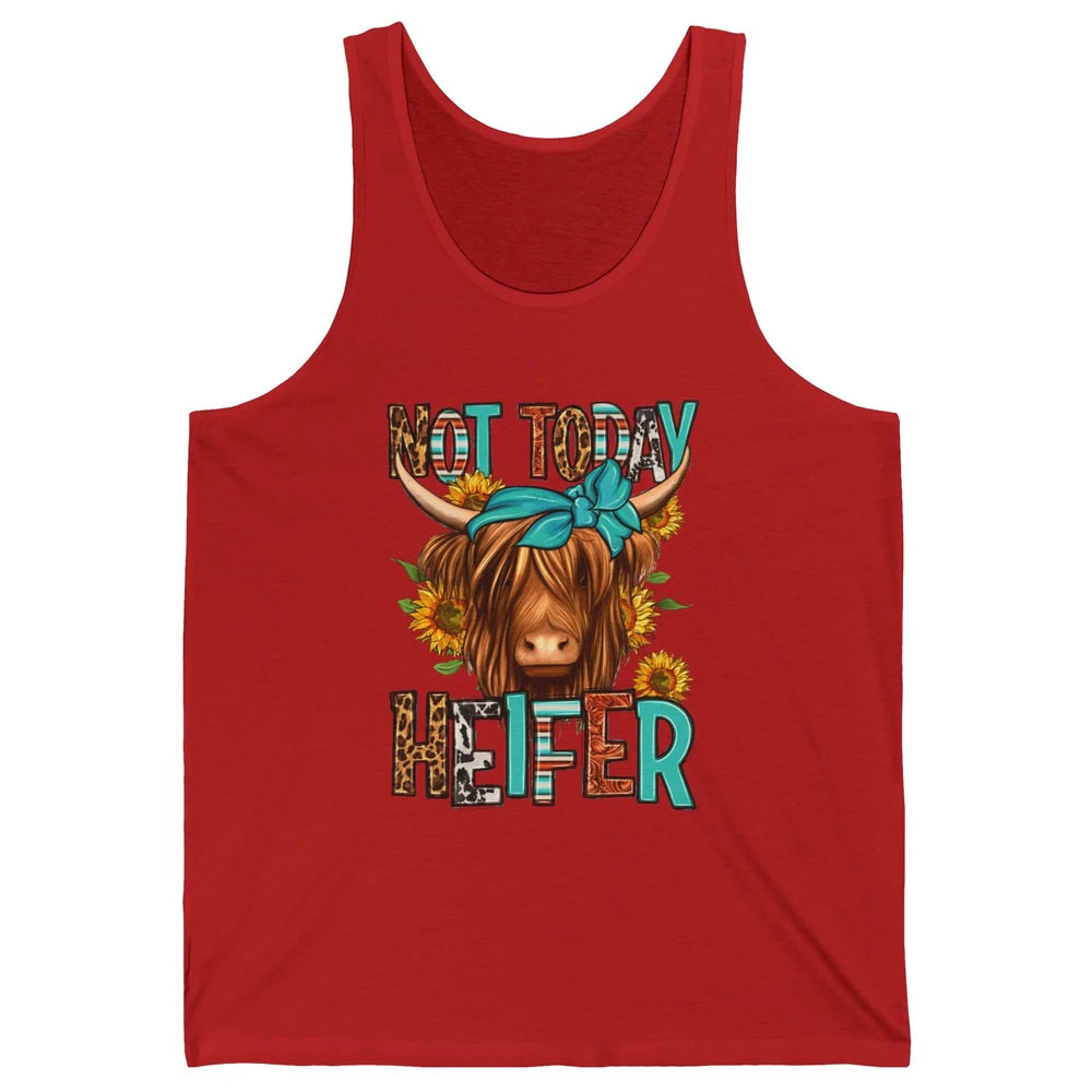 Leopard Highland Cow Bandana Not Today Heifer Western Animal Unisex Jersey Tank