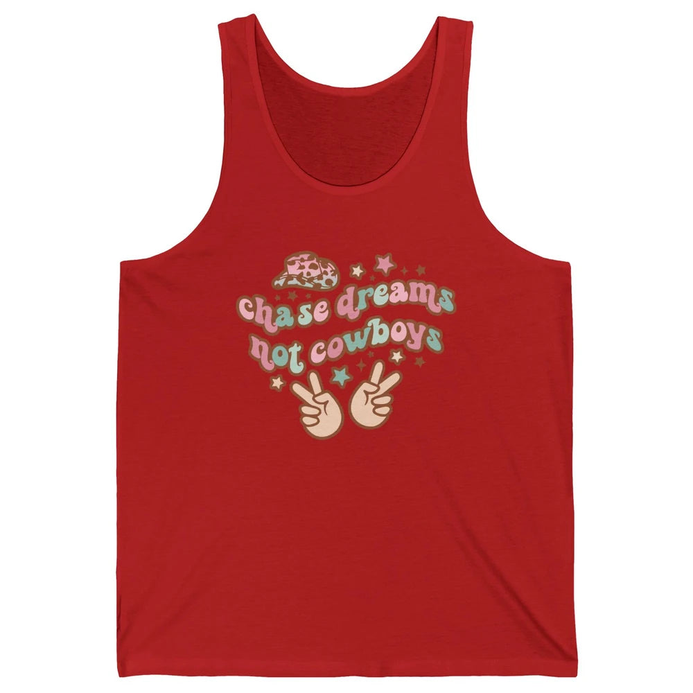 Retro Chase Dreams Not Cowboys Groovy Hippie Western Country Unisex Jersey Tank