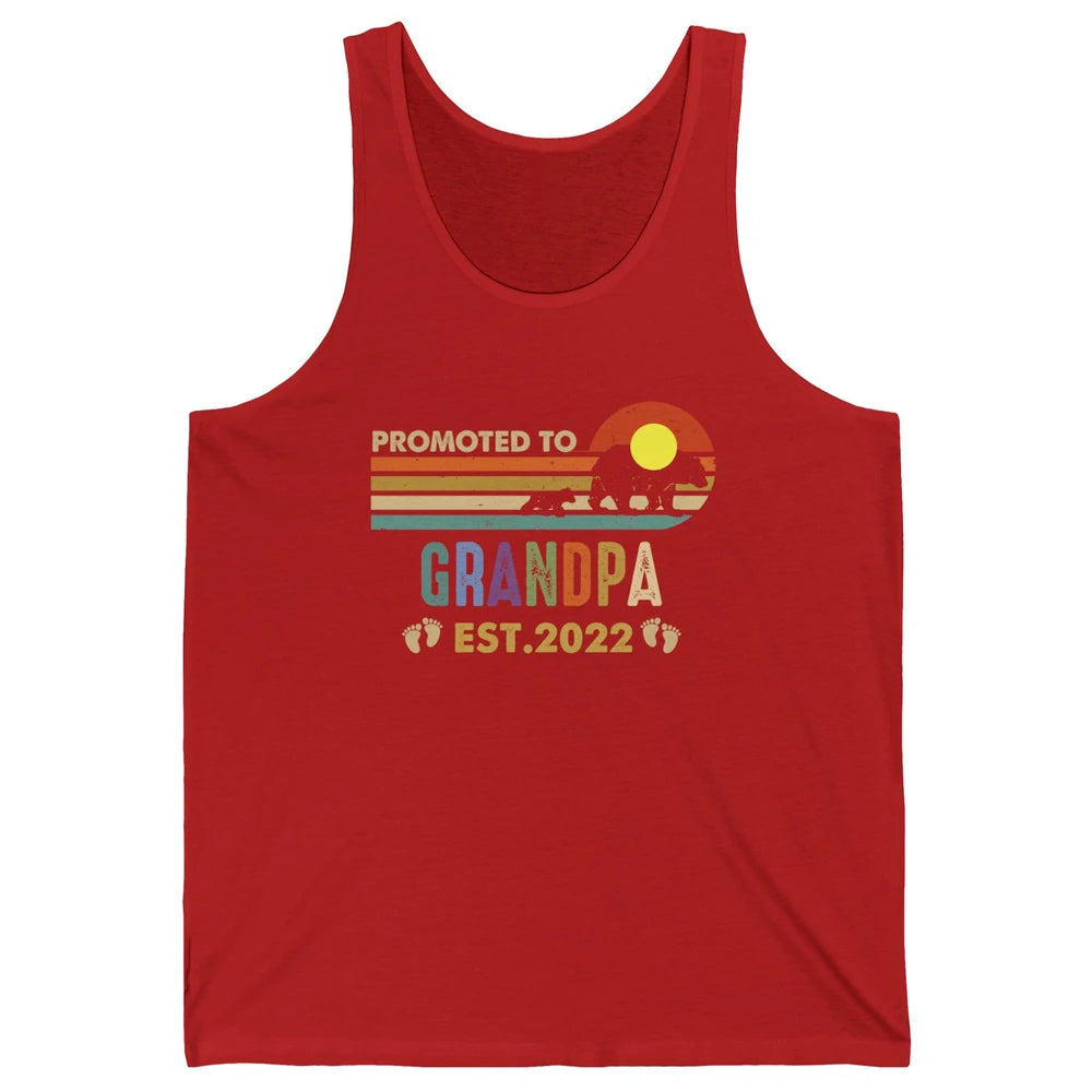 Retro Bear Sunset Promoted To Grandpa Est 2022 Grandpa Gift Unisex Jersey Tank