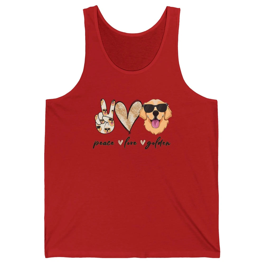 Peace Love Golden Dog Lover Golden Retriever Dad Mom Gift Unisex Jersey Tank
