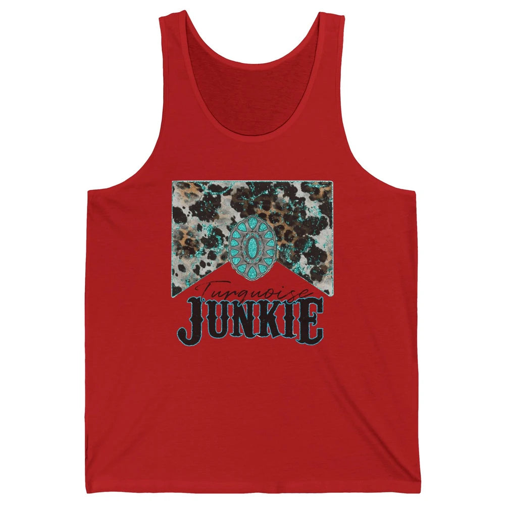 Retro Leopard Turquoise Junkie Gemstone Western Country Unisex Jersey Tank