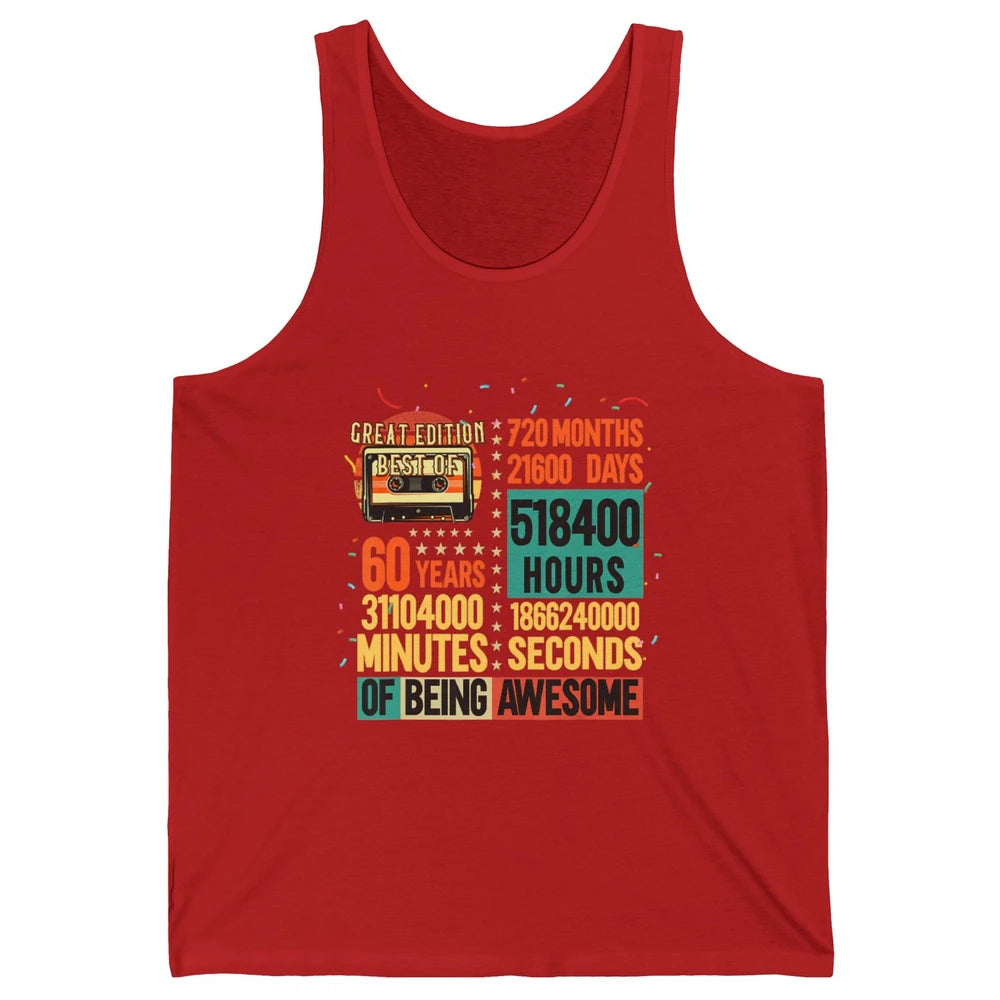 Retro 60s Lifetime Cassette Music Count Down 60th Birthday Unisex Jersey Tank