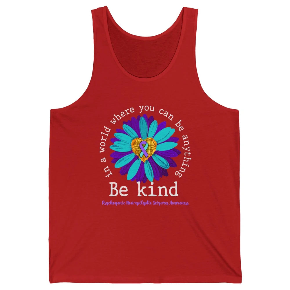 PNES Awareness Purple Teal Ribbon Sunflower Be Kind Unisex Jersey Tank