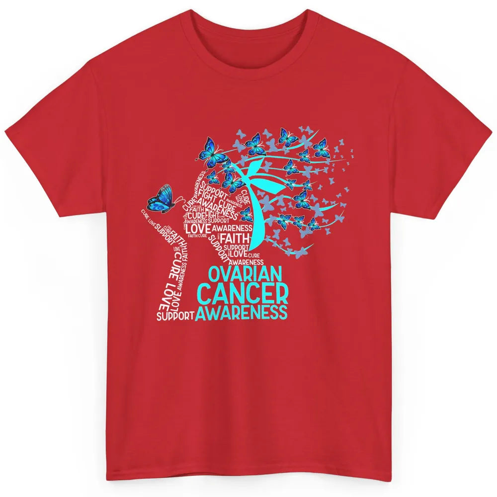 Ovarian Cancer Awareness Hope Love Cure Teal Ribbon Classic Unisex T-Shirt