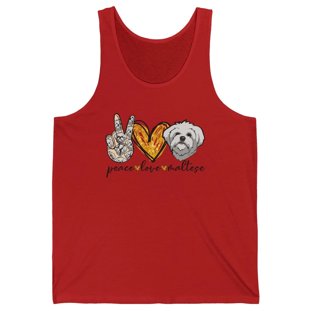 Peace Love Maltese Dog Maltese Dad Mom Mothers Fathers Day Unisex Jersey Tank