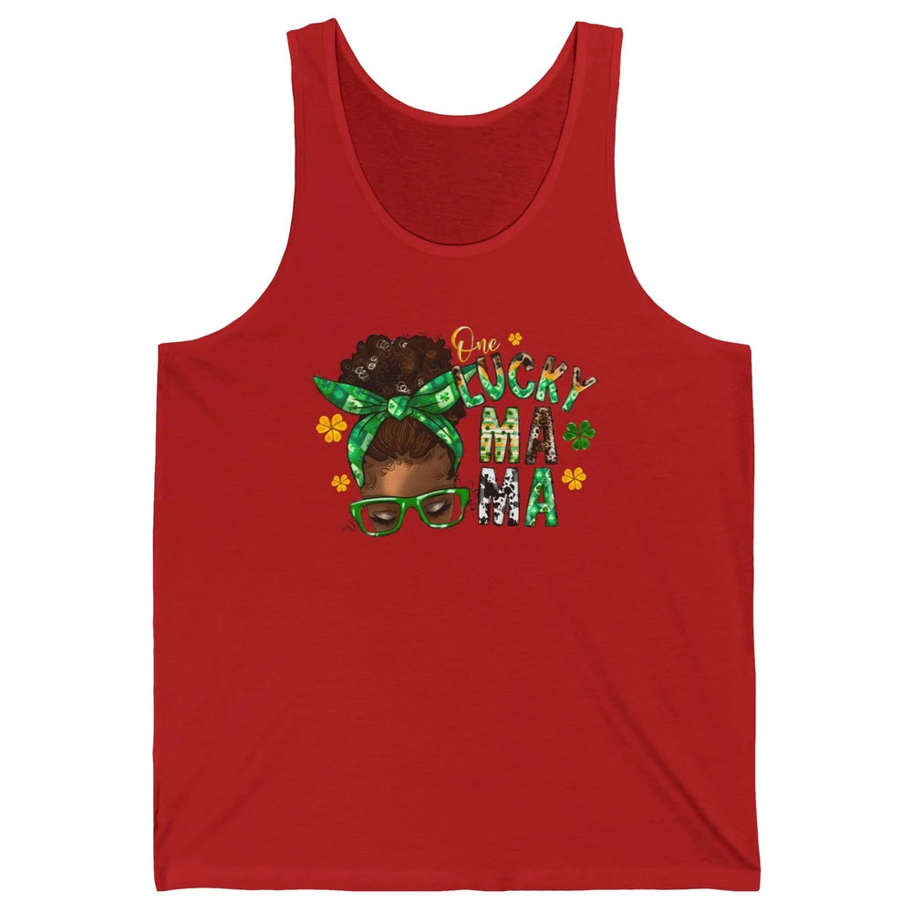 One Lucky Mama Afro Mom St Patrick's Day Black Mother Gift Unisex Jersey Tank