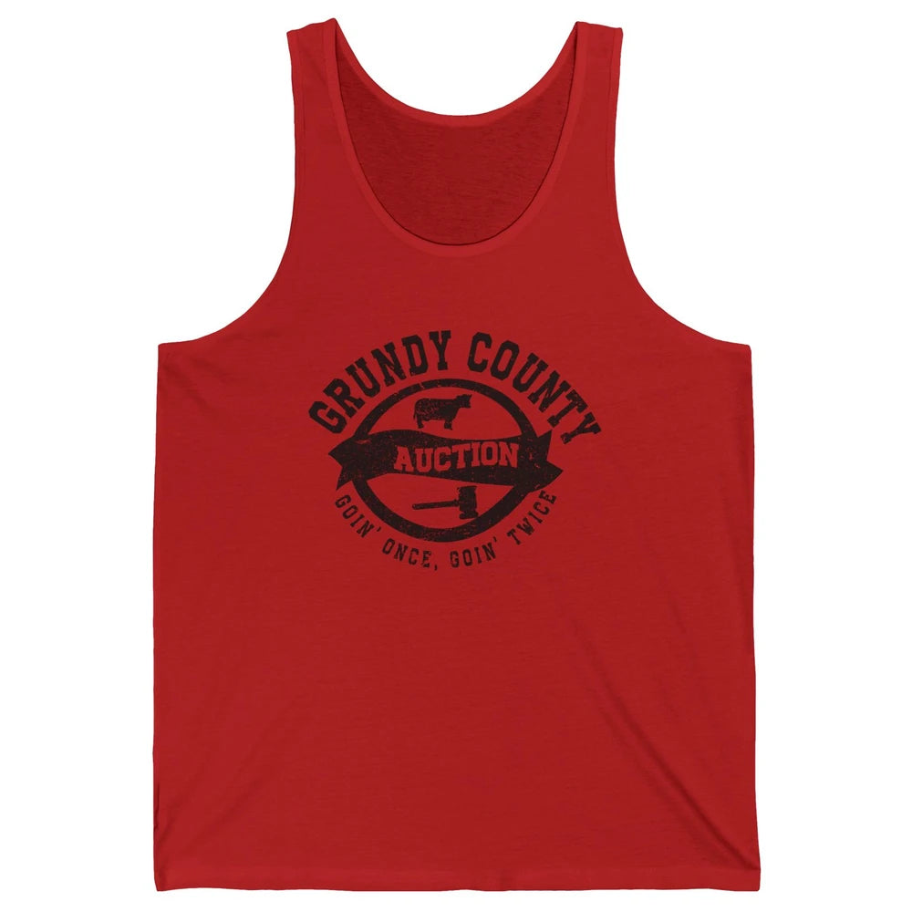 Retro Bull Skull Grundy County Auction Western Country Farm Unisex Jersey Tank