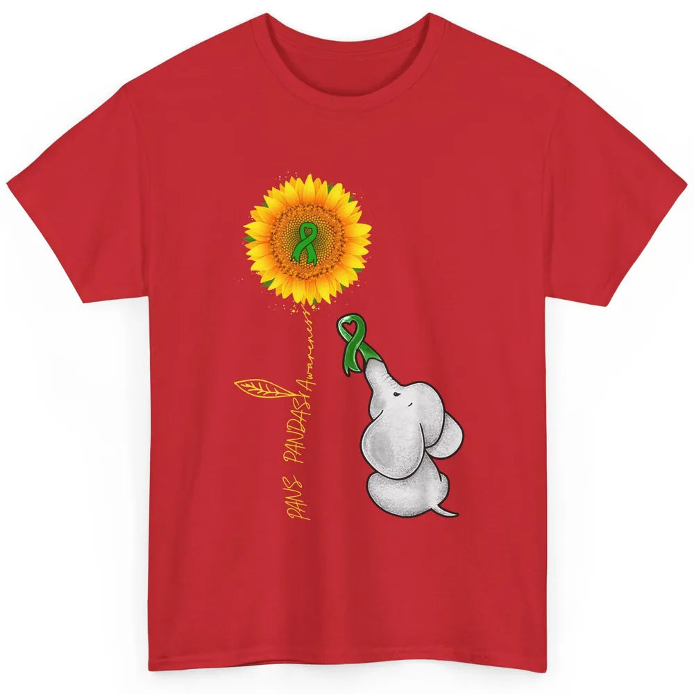 PANS/PANDAS Awareness Green Ribbon Sunflower Baby Elephant Classic Unisex T-Shirt