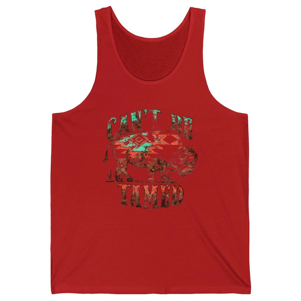 Retro Buffalo Aztec Can't Be Tamed Western Country Highland Unisex Jersey Tank