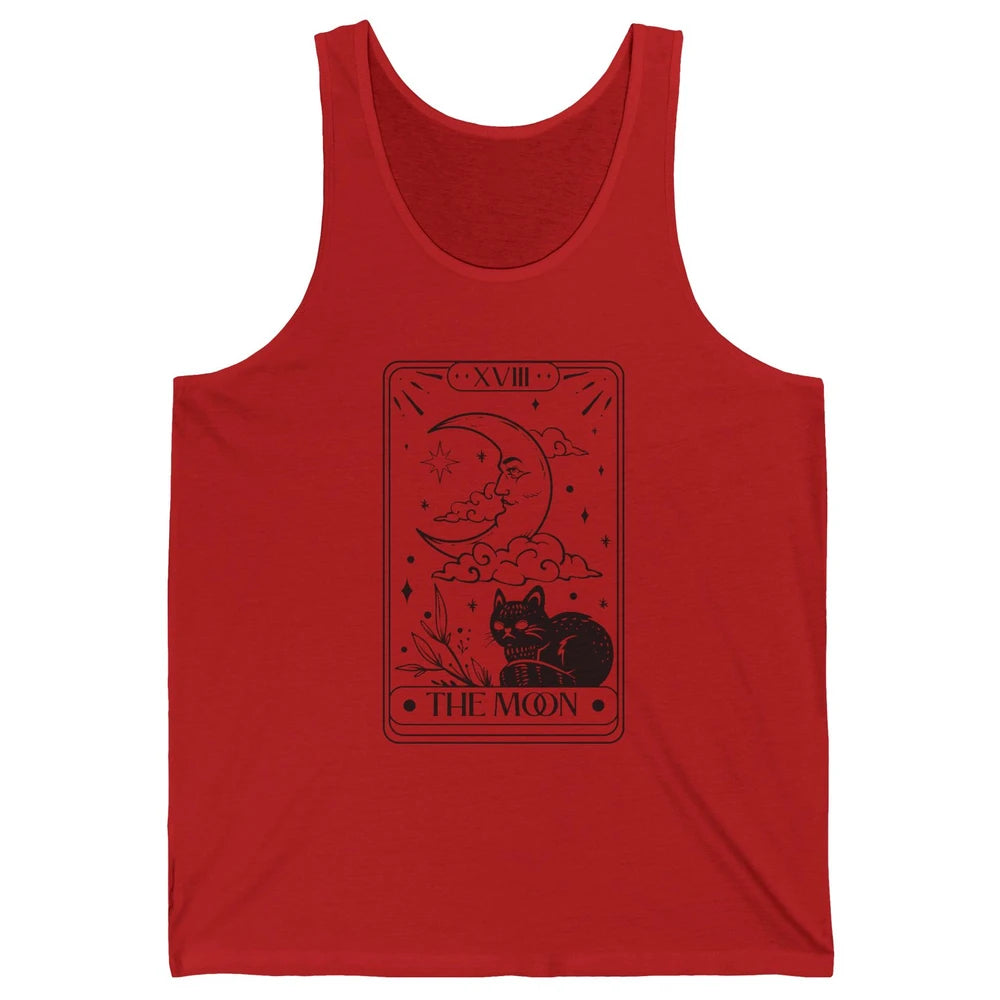 Retro Halloween Cat Witch The Moon Tarot Card Witchcraft Unisex Jersey Tank