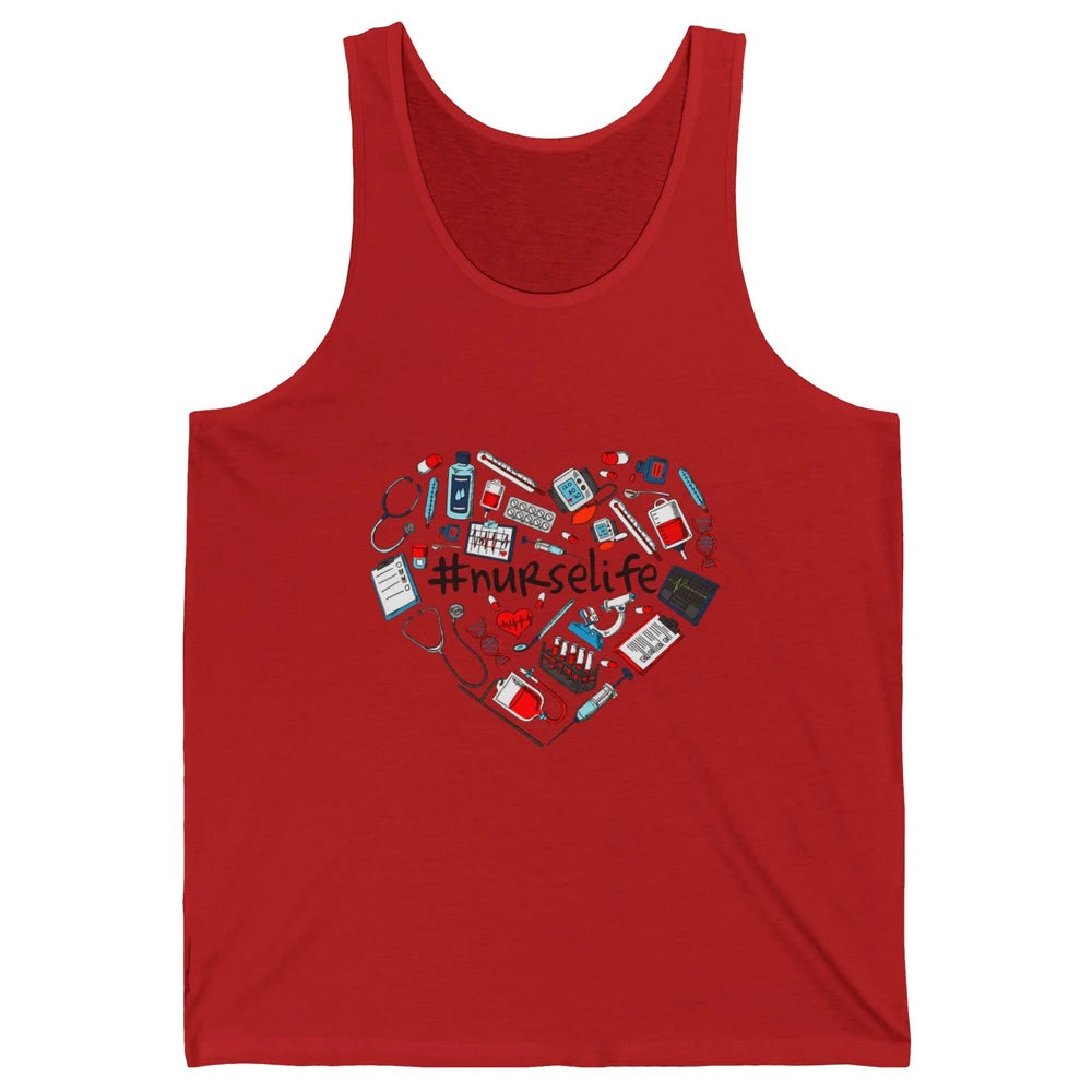 Nurse Life Stethoscope Heart Funny Nursing Love CNA Worker Unisex Jersey Tank