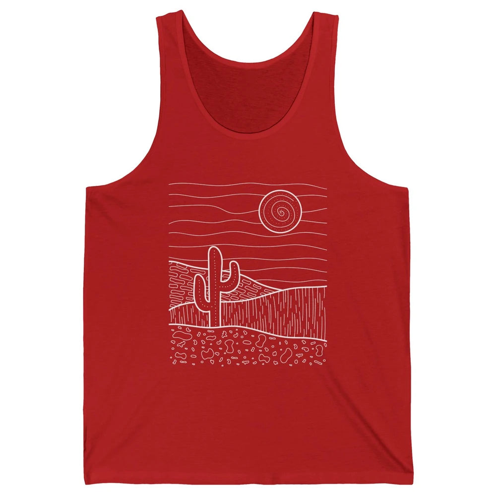 Abstract Desert Cactus Sunset Western Country Minimalist Unisex Jersey Tank