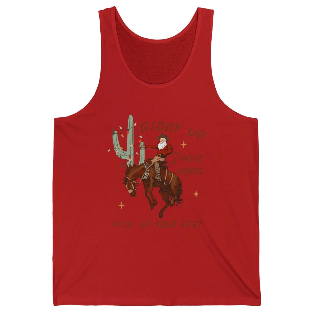 Cowboy Santa Horsing Giddy Up Jingle Horse Christmas Cactus Unisex Jersey Tank
