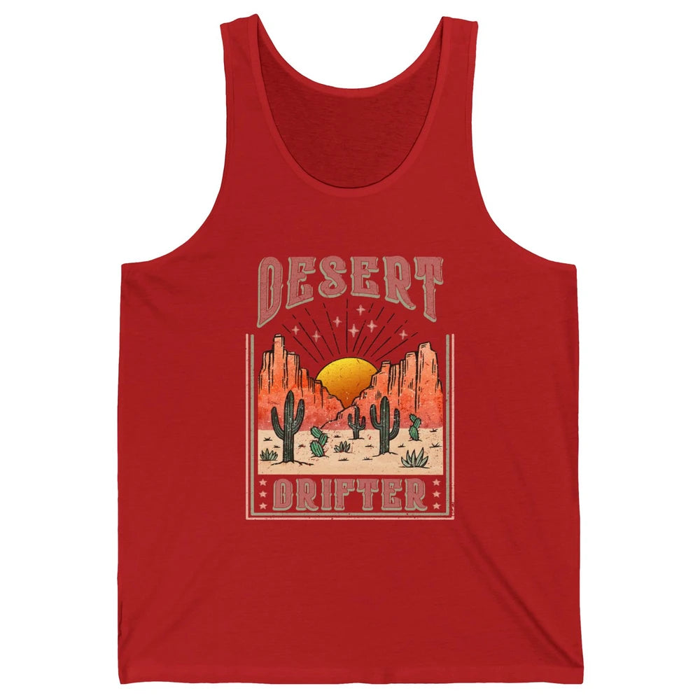 Retro Desert Cactus Sunset Desert Drifter Western Country Unisex Jersey Tank
