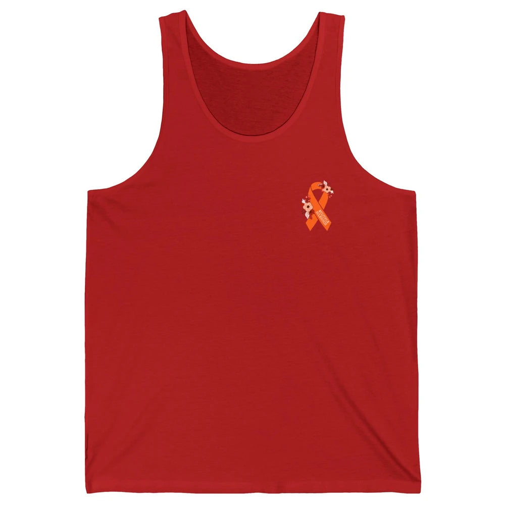 Multiple Sclerosis Awareness Floral Orange Ribbon Rainbow Unisex Jersey Tank