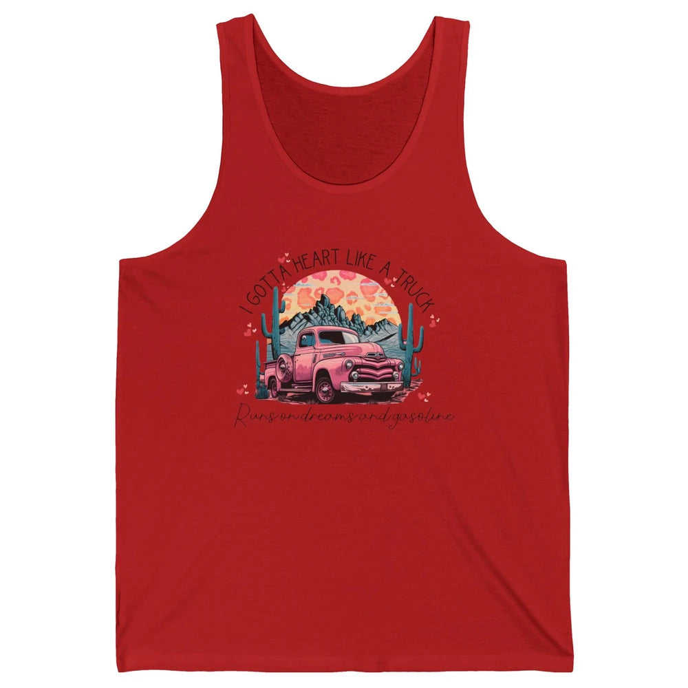 Retro Desert Cactus Got A Heart Like Truck Western Valentine Unisex Jersey Tank