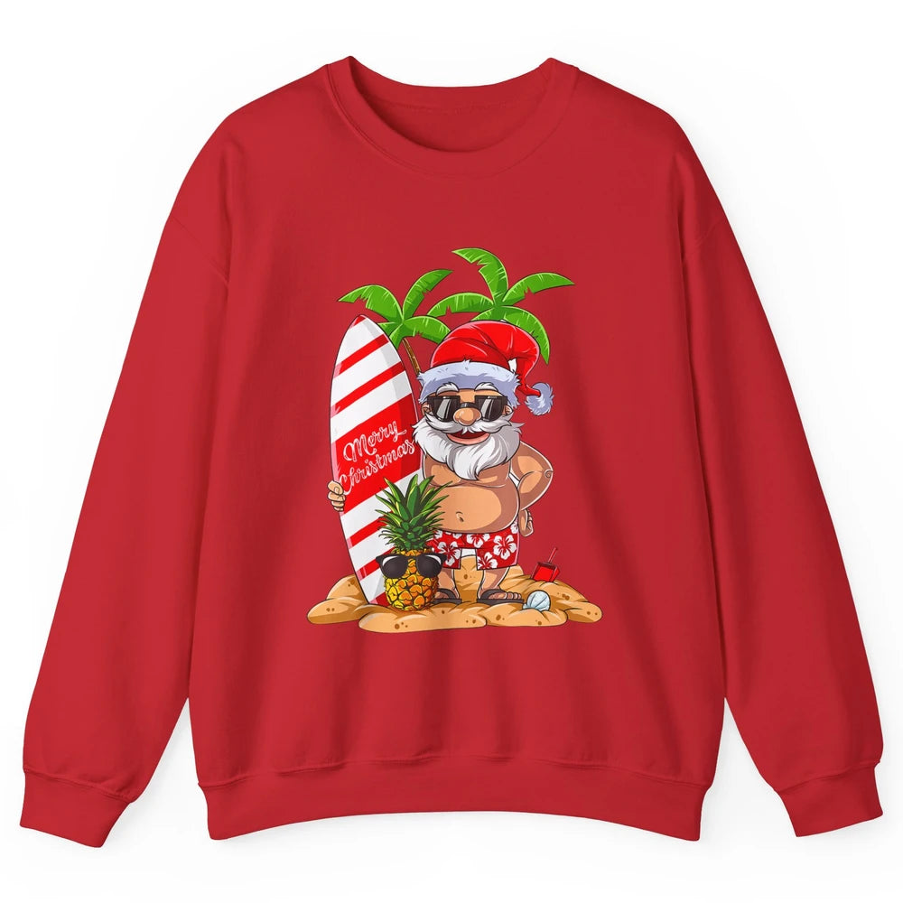 Christmas in July Santa Hawaii Surfing Summer Christmas Unisex Crewneck Sweatshirt