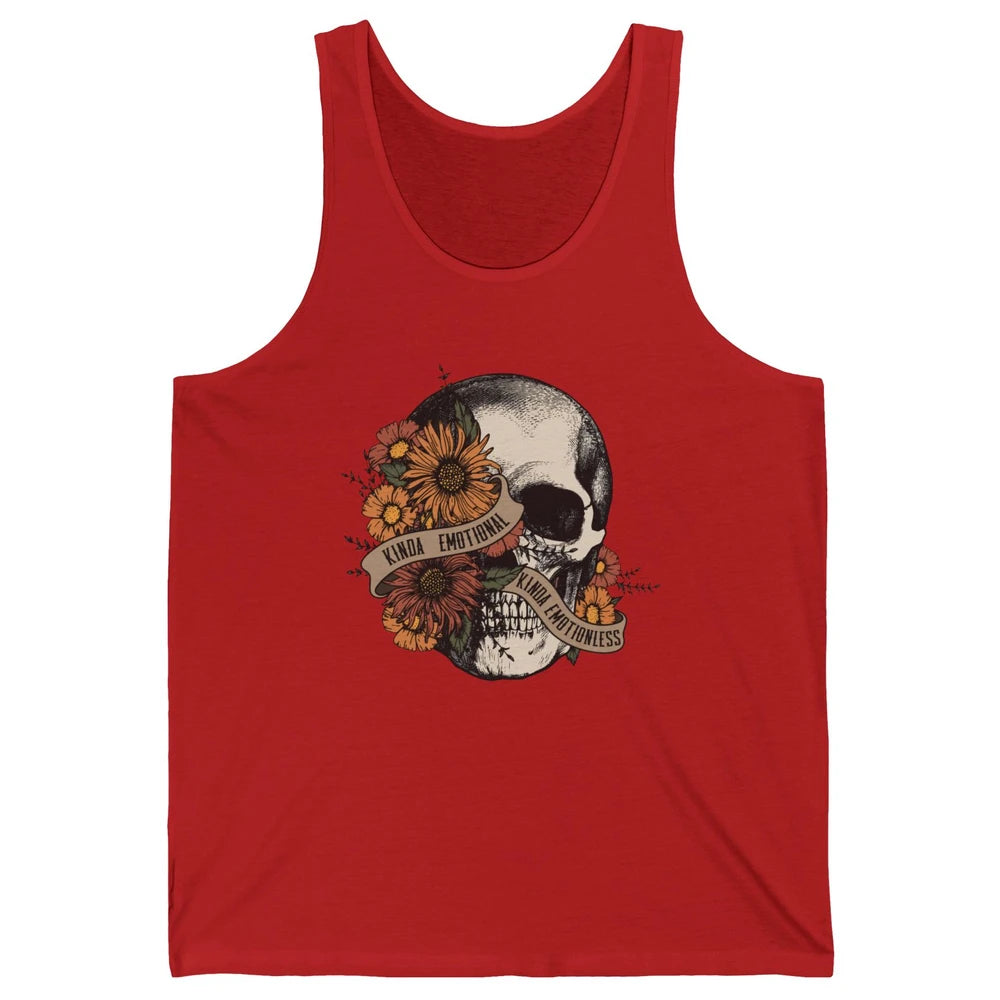 Retro Kinda Emotional Kinda Emotionless Floral Skull Unisex Jersey Tank