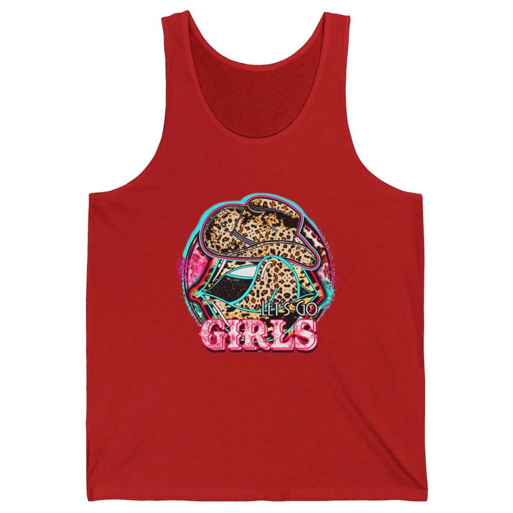 Retro Leopard Cowboy Boots Let's Go Girls Western Cowgirls Unisex Jersey Tank