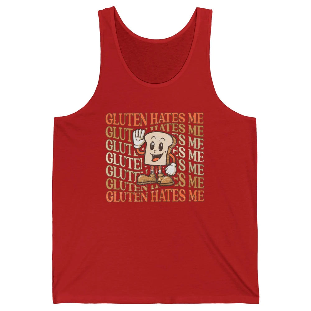 Funny Gluten Hates Me Retro Gluten Free Bread Celiac Disease Unisex Jersey Tank