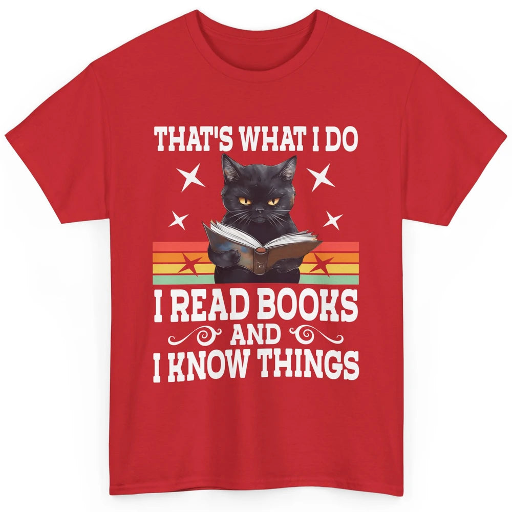 Retro Cat Books The Reader Black Cat Reading Books Bookish Bookworm Kitten Classic Unisex T-Shirt