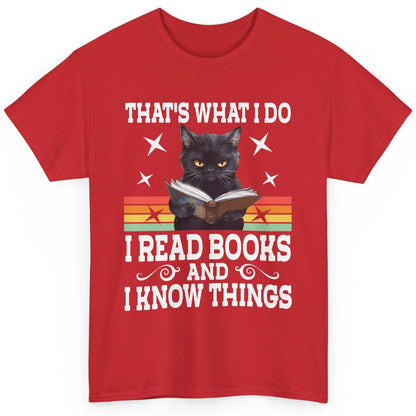 Retro Cat Books The Reader Black Cat Reading Books Bookish Bookworm Kitten Classic Unisex T-Shirt