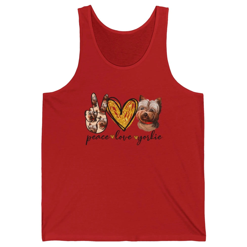 Peace Love Yorkie Dog Lovers Yorkshire Terrier Dad Mom Gift Unisex Jersey Tank
