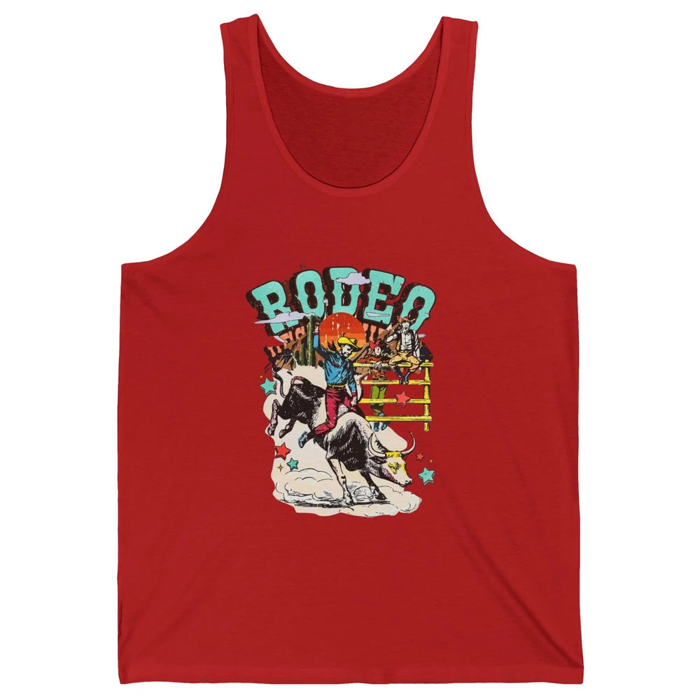 Retro Cowboy Horsing Rodeo Dad Bull Racing Western Country Unisex Jersey Tank