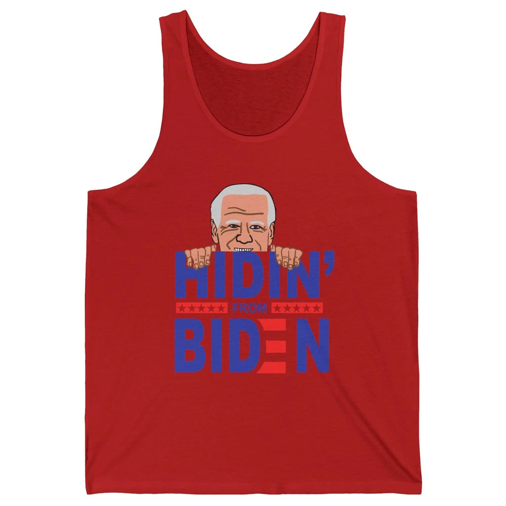 Retro Funny Joe Biden Hiding From Biden Anti Liberal US Flag Unisex Jersey Tank