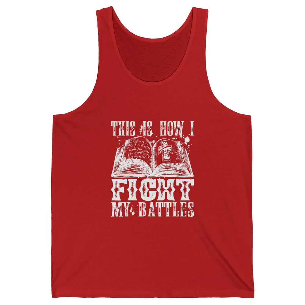 Retro Fight Battles Bible Cross Christian Jesus God Religion Unisex Jersey Tank