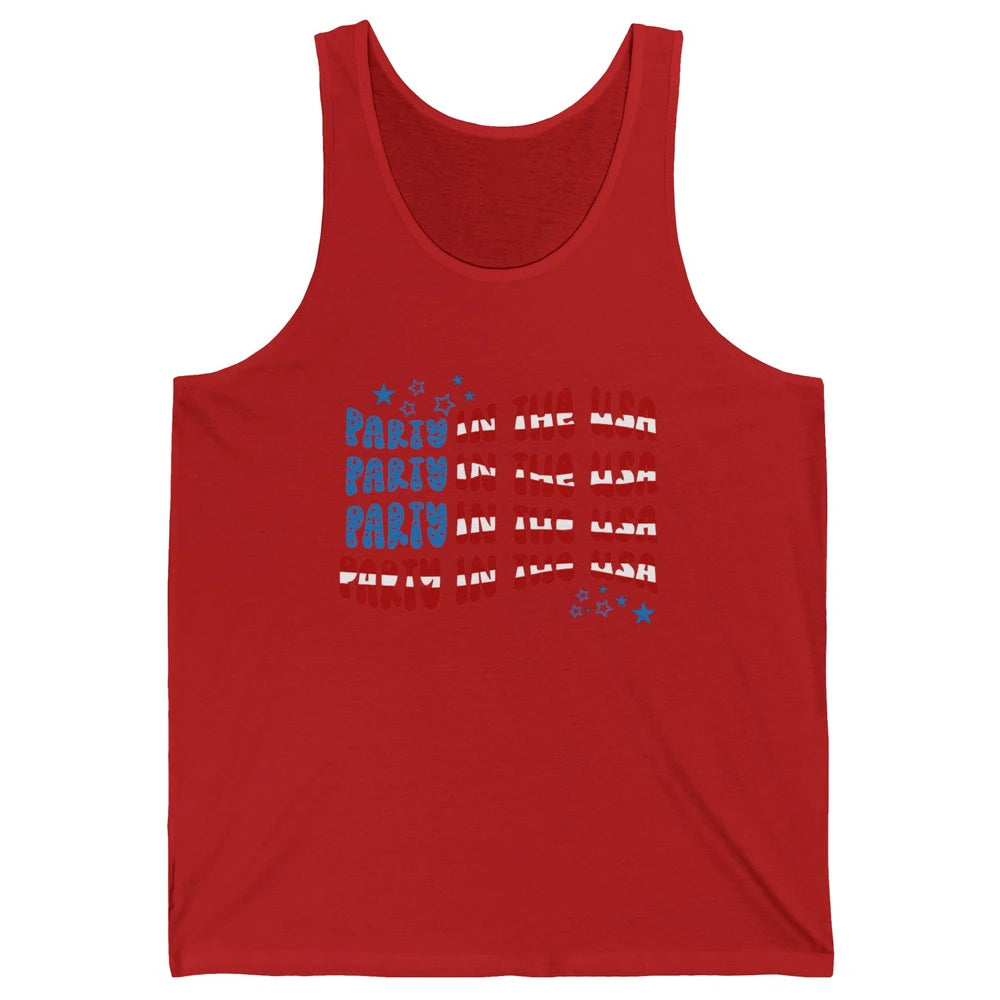 Retro July 4th Party In The USA Retro Stripe Star US Patriot Unisex Jersey Tank
