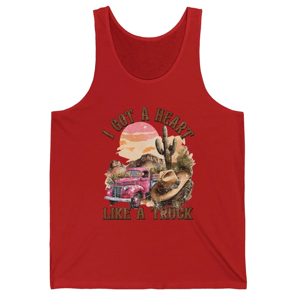 Retro Desert I Got A Heart Like A Truck Western Country Girl Unisex Jersey Tank