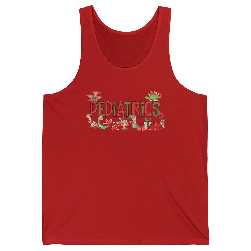 Pediatrics Christmas PEDS Nurse Dinosaur Xmas Physical Nurse Unisex Jersey Tank