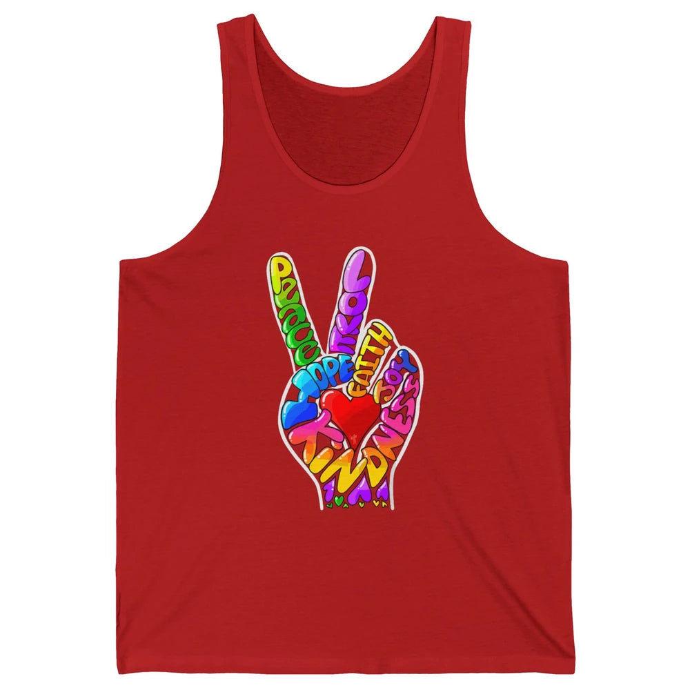 Peace Love Hope Joy Faith Kindness Word Christian Religious Unisex Jersey Tank