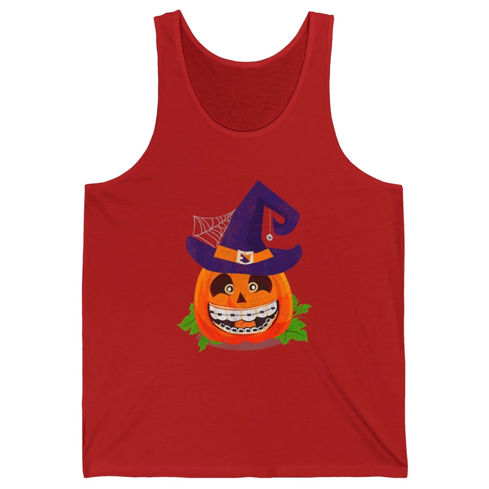 Pumpkin Witch Teeth Braces Dental Dentist Halloween Spooky Unisex Jersey Tank