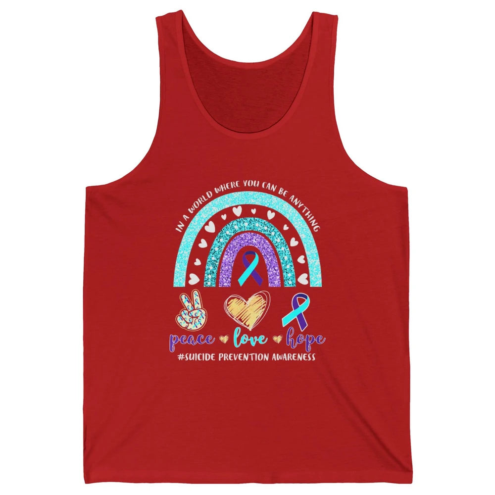 Peace Hope Love Rainbow Suicide Prevention Awareness Month Unisex Jersey Tank